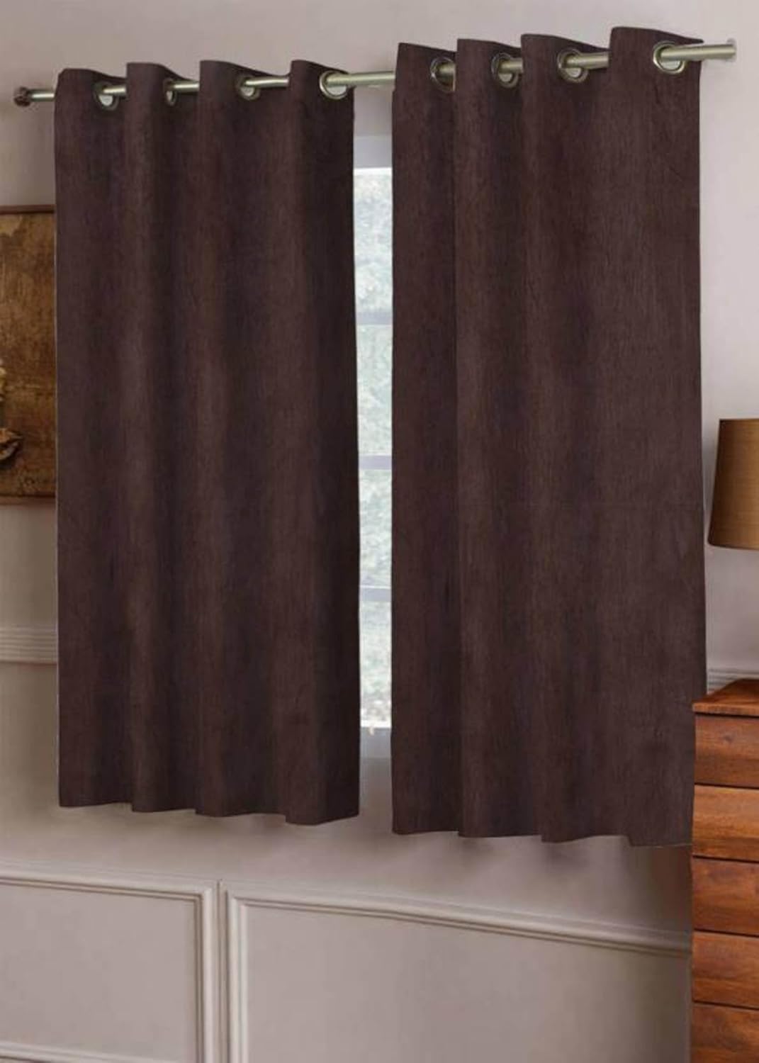 Buy Door Curtains 7 Ft Premium Solid Plain Coffee Crush