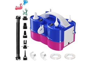 TOGVU Electric Balloon Pump, 3-in-1 Portable Air Pump for Inflatables and Balloons, Dual Nozzle Balloon Blower Machine for Latex 260q Foil Balloons 110V Inflator Deflator for Pool Floats Air Mattress