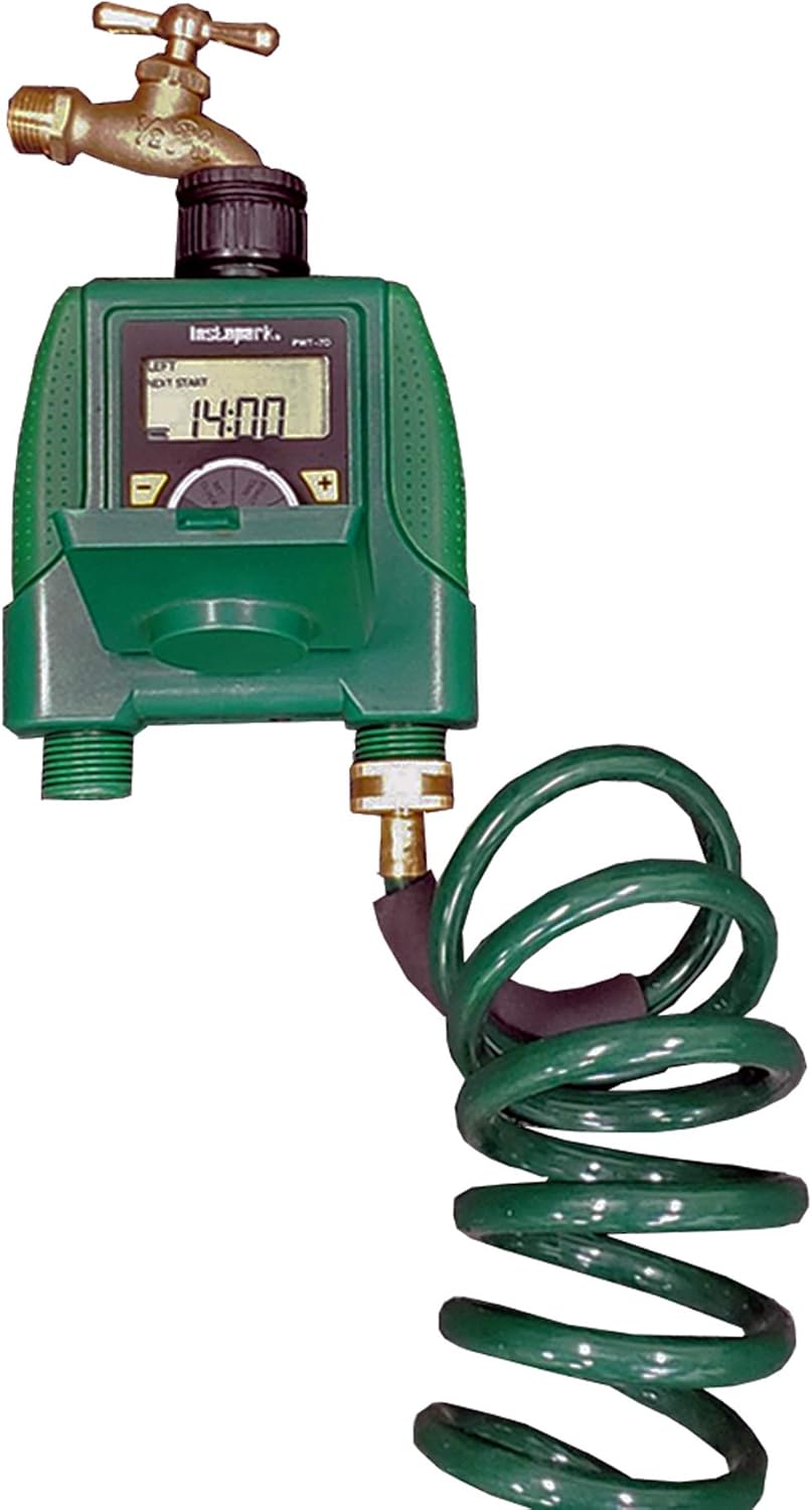 Instapark PWT-7D Outdoor Waterproof Electronic Digital Programmable Dual 2-Outlet Automatic On Off Water Faucet Hose Timer with Rain Delay and Manual Control: Home & Kitchen
