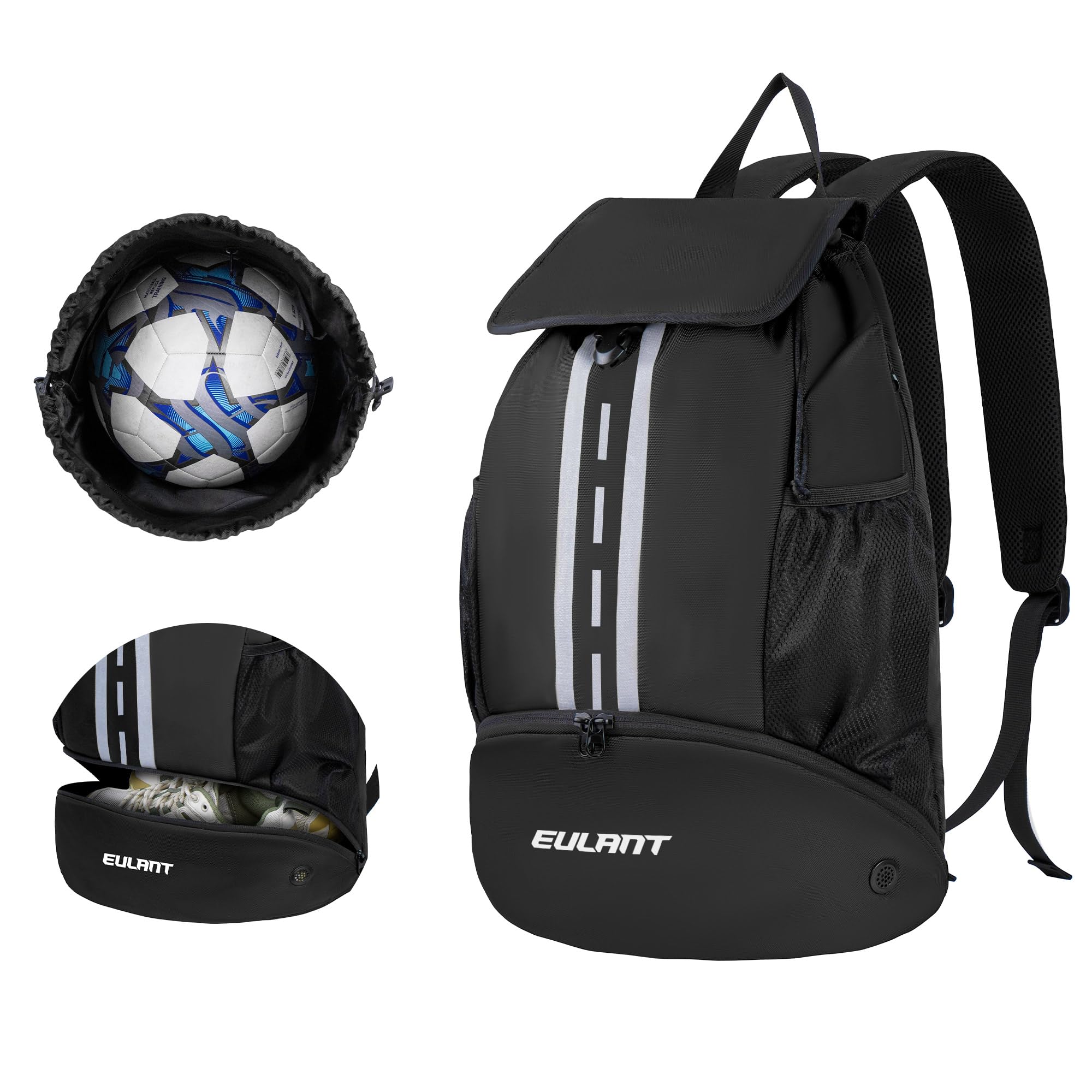 EULANT Upgraded Football Backpacks with Shoe Compartment,Multifunctional Backpack with Bottom Compartment,Waterproof Sports Bags for Basketball Swimming Camping Training Beach, Dry Wet Separation