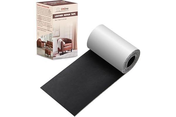 ONine Leather Repair Patch，Leather Repair Tape, 3 x 60 inches Leather Repair Patch for Furniture,Vinyl Repair Kit，Leather Couch Patch，for Sofas, Furniture, Car Seats, Office Chairs(Black)