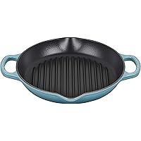Le Creuset Enameled Cast Iron Signature Deep Round Grill, 9.75", Caribbean