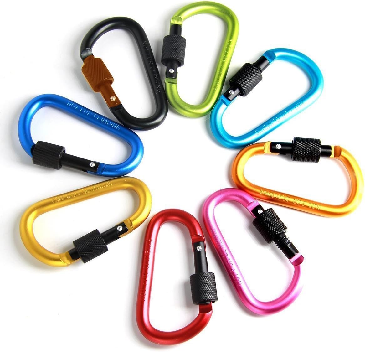 8 Pcs Locking Carabiner Colorful Multifunction Aluminum Alloy D-ring Carabiner Clips for Outdoor, Camping, Hiking, Traveling, Fishing, Backpack (8 Pcs)