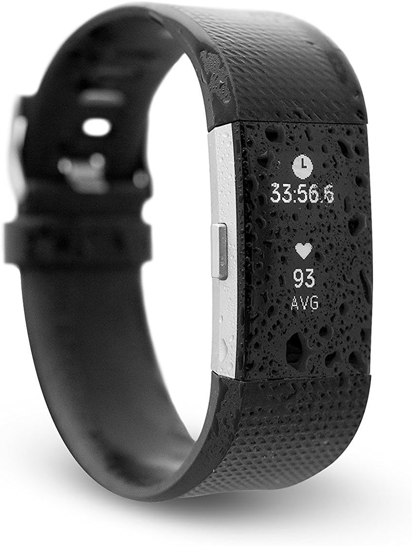 Waterfi Waterproof Fitbit Charge 2 - Silver/Black - Activity Tracker with Heart Rate Monitor