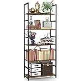 NUMENN 5 Tier Bookshelf, Tall Bookcase Shelf Storage Organizer, Modern Book Shelf for Bedroom, Living Room and Home Office, Vintage