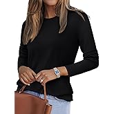 REORIA Women's Wool Blend Classic Crew Neck Long Sleeve Casual Fall Winter Tops Basic Shirts