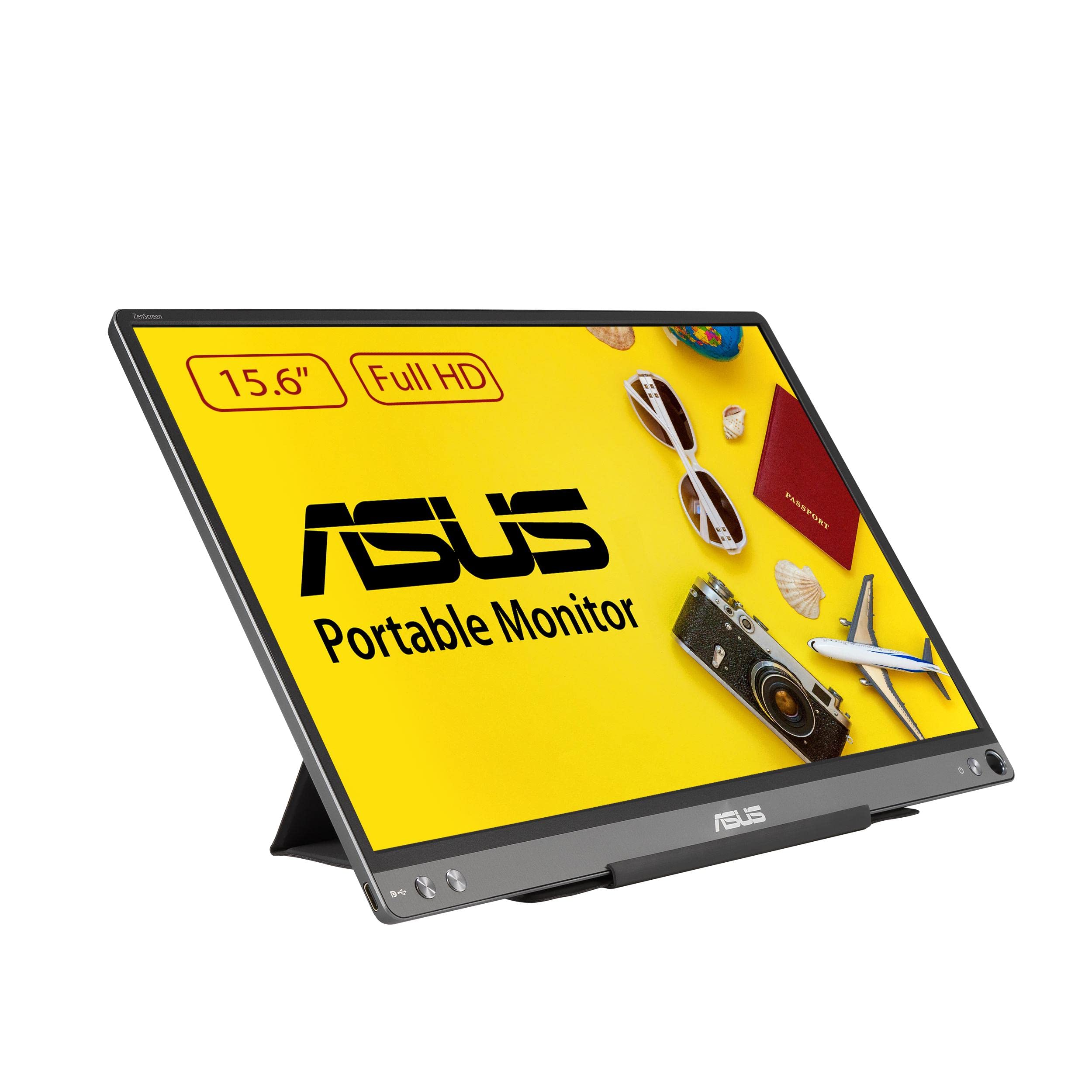ASUS ZenScreen Monitor Portatile 15.6” 1080P FHD (MB16ACE) - Monitor da viaggio IPS USB-C e USB 3.0, Anti-sfarfallio, Filtro Luce Blu, Smart Cover, Monitor Esterno per Laptop e Macbook
