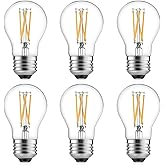 Gozelux A15 LED Bulbs - Vintage Edison Bulbs, Dimmable, Clear Glass, E26 Medium Base, 6W (60W Equivalent), 2700K Warm White, 700LM, for Ceiling Fans, Appliances, Refrigerator Lights - 6 Pack