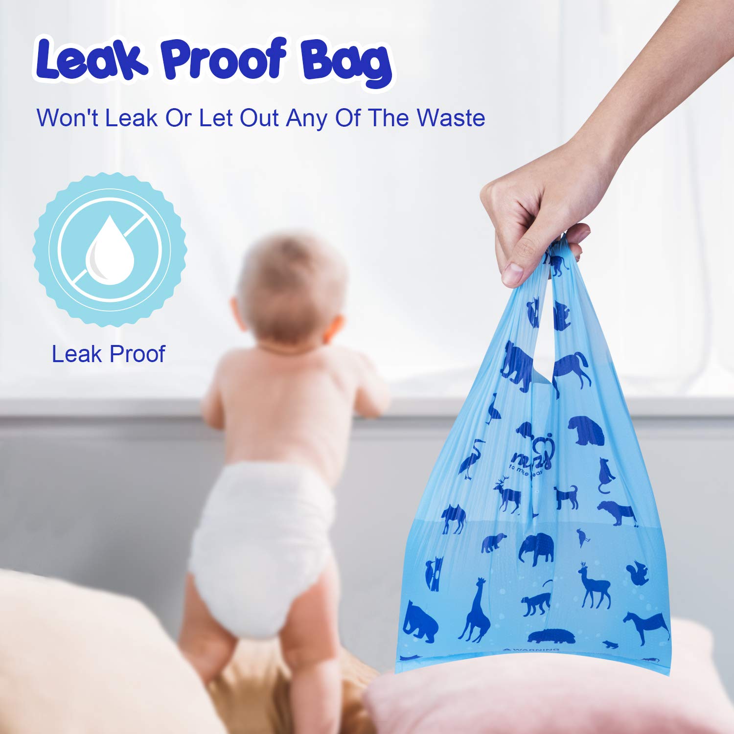 Momcozy Diaper Disposable Bags, Poop Bags with Tie Handle, Durable and