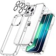 JETech 5 in 1 Case for iPhone 13 Pro 6.1-Inch, with 2-Pack Screen Protector and 2-Pack Camera Lens Protector, Non-Yellowing Shockproof Phone Cover, Full Coverage Tempered Glass Film (Clear)