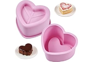 Dootafy Mini Heart Bund Pan, 4 Inch Deep Silicone Heart Cake Mold Baking Pan, 2 Pack Nonstick Mini Jello Molds for Valentine’