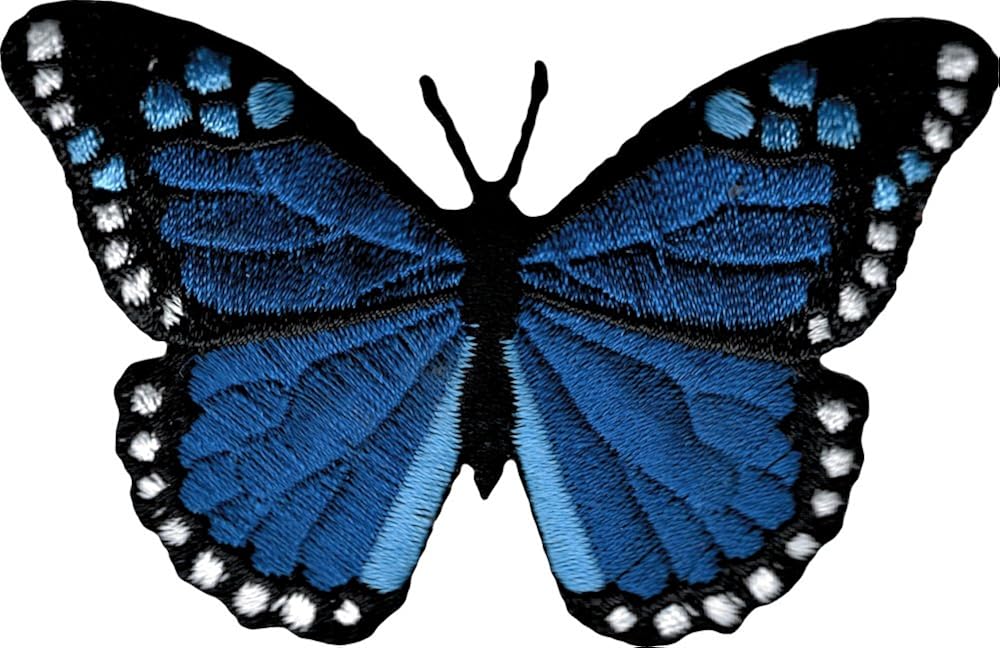 Beautiful blue monarch butterfly  embroidered iron on or sew on patch