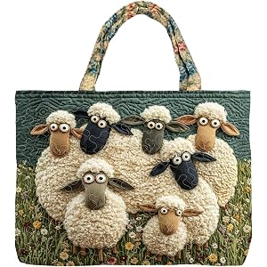 Quilted Tote Bag for Women 3D Sheep Vintage Hobo Eye-Catching Lightweight Soft Shoulder Bag for Everyday Use