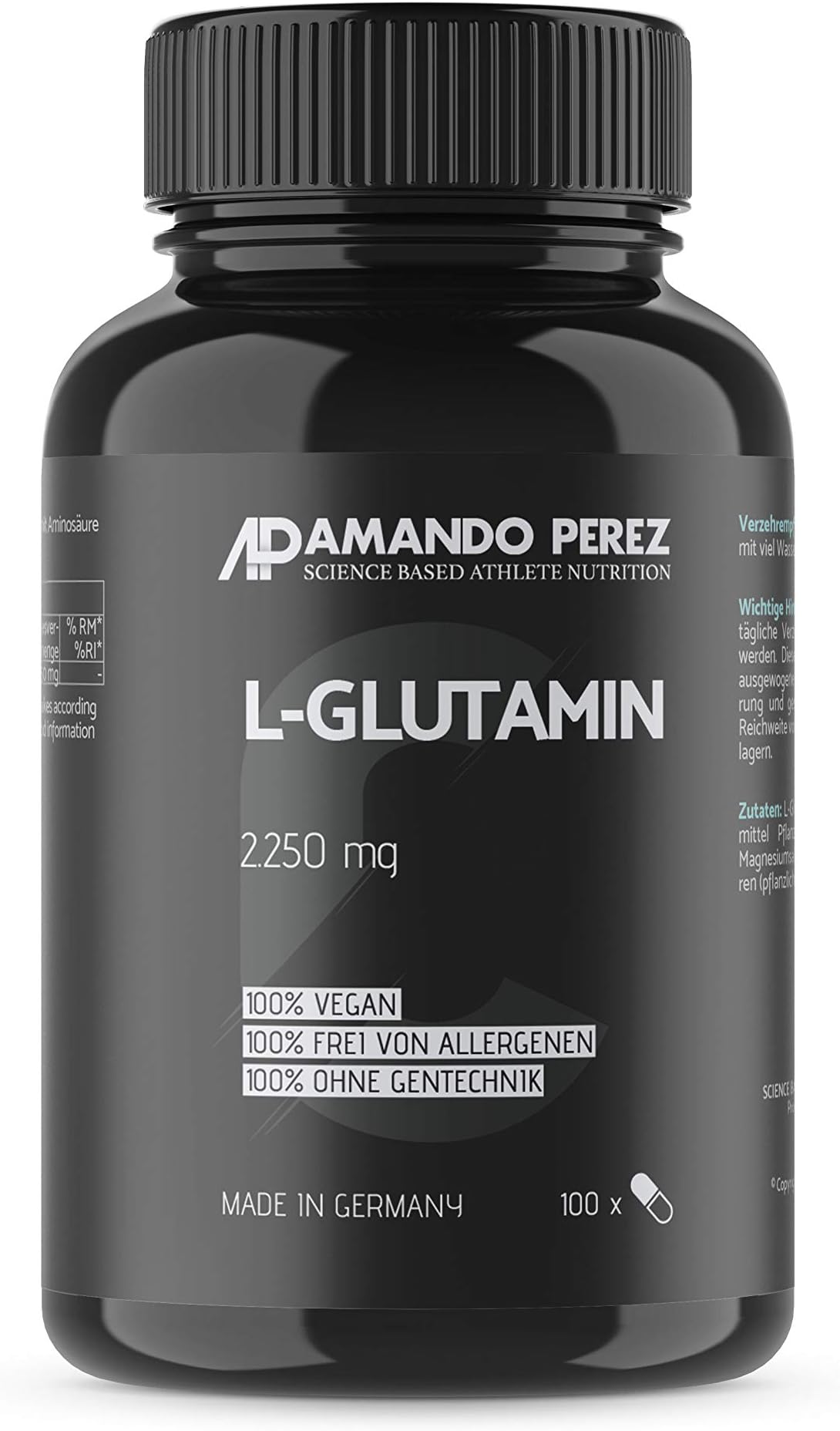 L-Glutamine Matrix Formula – 2250Mg Per Serving 100 Capsules – Highly Concentrated L-Glutamine