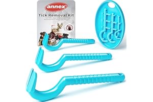Tick Remover Tool for Dogs, Cats, and Humans - Painlessly Remove Ticks in Seconds - Set of 3 Tick Hooks, Including Storage Bo