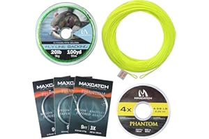 M MAXIMUMCATCH Maxcatch Fly Fishing Line Combo Kit, Weight Forward Floating Line with Two Welded Loops, Backing Line, Tapered Leader and Tippet
