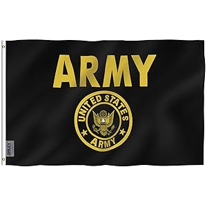 Anley Fly Breeze 3x5 Foot US Army Gold Crest Flag - Vivid Color and UV Fade Resistant - Canvas Header and Double Stitched - United States Military Flags Polyester with Brass Grommets 3 X 5 Ft