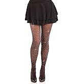 Leg Avenue Women's Loralie Spandex Lurex Rhinestone Tights for Women, BLK/SILVER, One Size