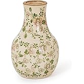 Sungmor Blue and White Ceramic Flower Vase, Vintage Ice Cracked Glaze Porcelain Vase, Pretty Centerpieces Flower Arrangement Vase for Home Decor, 8.2 Inch Decorative Vases for Table, Shelf, Mantel