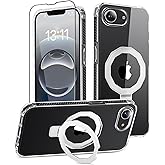 BANLEA for iPhone 16E Case, with Screen Protector + Camera Lens Protector, Built-in Seamless Stand, [Compatible with MagSafe] Protective Shockproof Phone Case, Cover for iPhone 16E - Clear