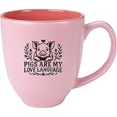POURWARE INKED Cute Mugs for Piggy Parents, Farm Pet Lovers, Pig Moms, and Micro Farmers (Pigs Are My Love Language)