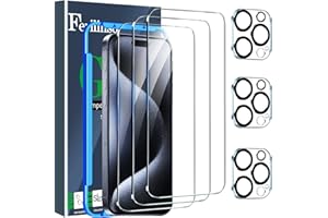 Ferilinso 3 Pack Screen Protector for iPhone 15 Pro with 3 Pack Tempered Glass Camera Lens Protector Phone Case Friendly Ultra Accessories Protector de Pantalla for Apple iPhone 15 Pro