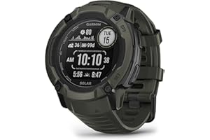 Garmin Instinct 2X Solar, Rugged GPS Smartwatch, Built-in Flashlight, Solar Charging Capability, Multi-Band GNSS, Moss