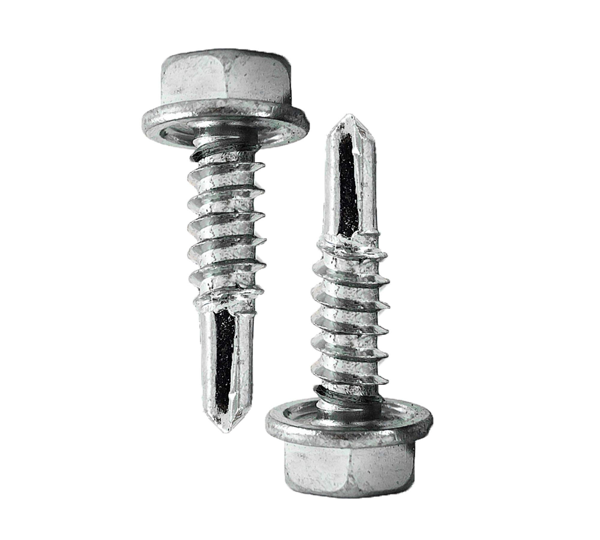 DOJA Industrial | Self Drilling Screws Without Washer | 5,5 x 22 | Pack 100 | Self Tapping Screws Metal | Hex Head Drill Screw Set | Hexagon Wood Screw Assortment for Aluminum Sheet, Steel Sheet