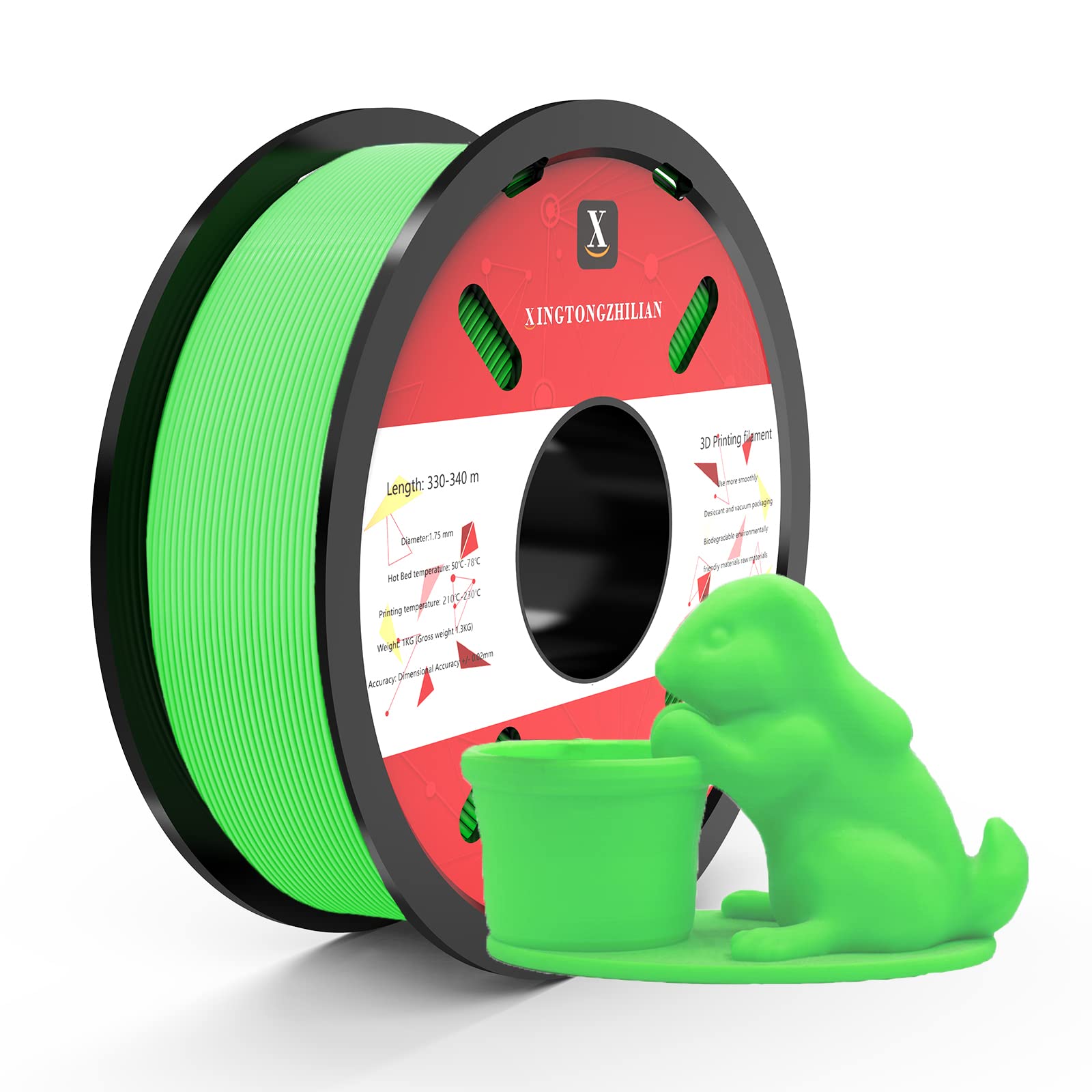 PETG+ Filament 1.75mm, PETG+ 3D Printer Filament, Dimensional Accuracy +/- 0.02mm,3D Printing Filament for 3D Printers, 1Kg/ 1Spool Green