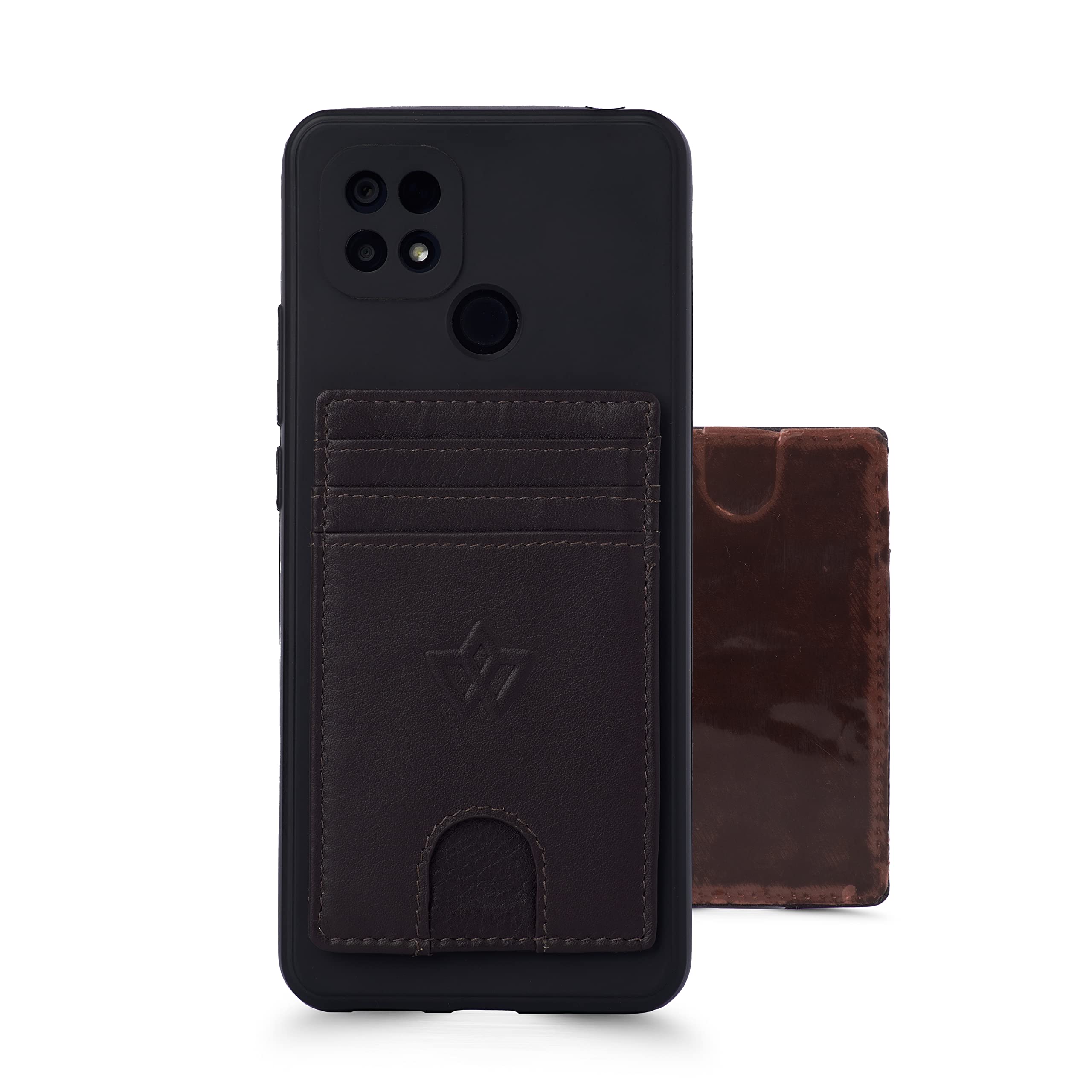 WASAMA Unisex Leather Stick-on Card Holder Colours Available | Multiple Card Slots, for Phone case | RFID Protection | The Handy (Mocha Delight Brown) โ image 1