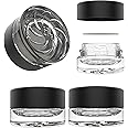 5ml Supercell Clear Glass Thick Child Resistant Containers – Concentrate Storage Jars for Oil, Lip Balm, Wax, Cosmetics – Premium PE Cap Seal Black Lid (10)