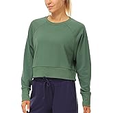icyzone Cropped Crewneck Sweatshirt for Women, Casual Long Sleeve Pullover Tops for Spring Fall Winter