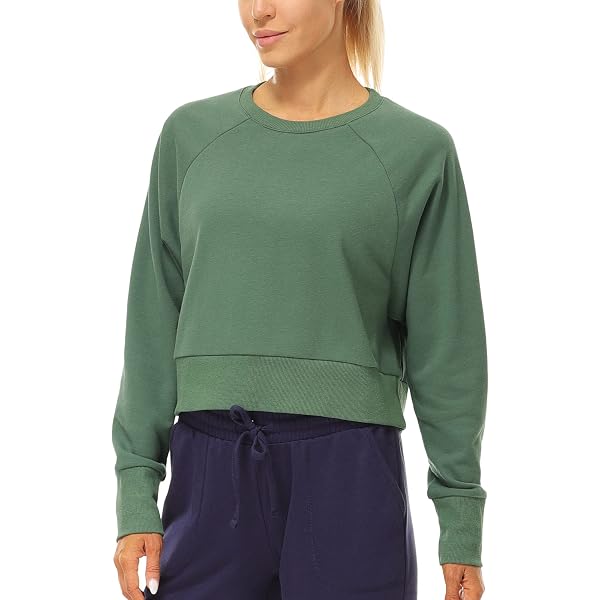 Icyzone Women's Oversized Fleece Lined Sweatshirt – Cropped, Drop Shoulder, Crewneck Pullover - View #11
