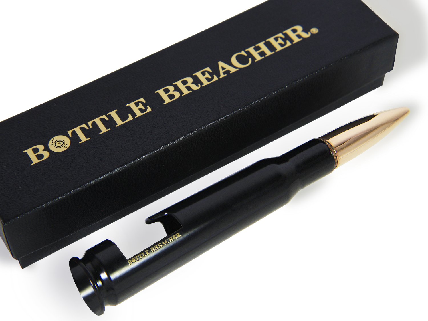 50 Caliber BMG Black Bottle Breacher Bottle Opener with Gift Box Made in the USA