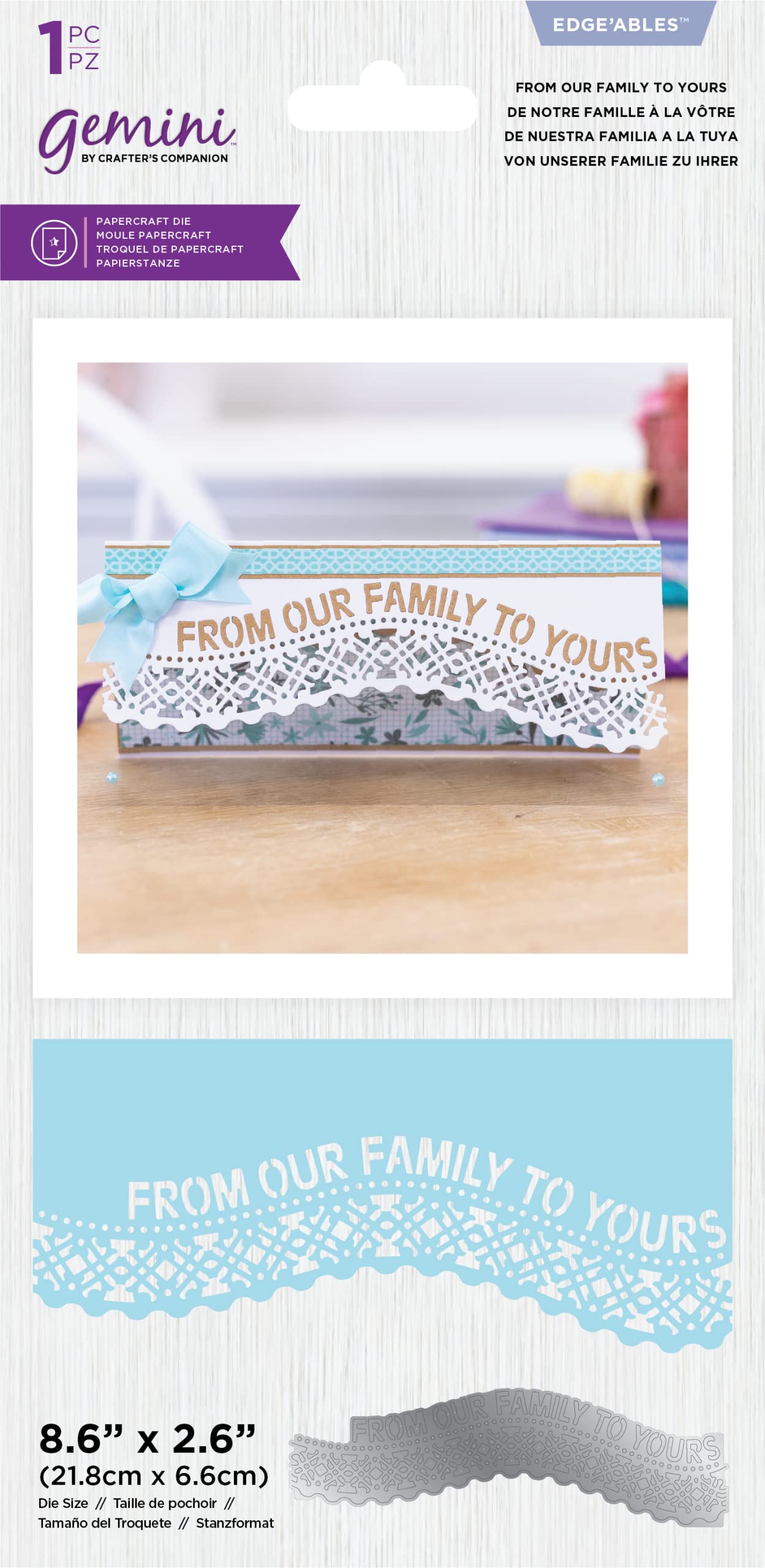 Gemini Slimline Curve Border Edgeables Metal Die-from Our Family to Yours, Silver, One Size