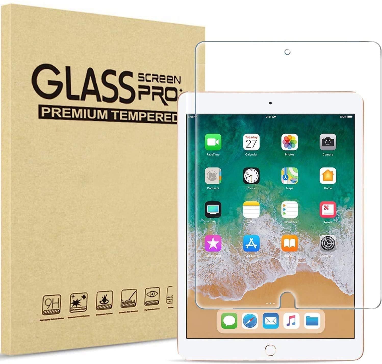 Tasnme Screen Protector for iPad Air 2/iPad Air 1/iPad Pro 9.7 inch Easy Installation Tempered Glass Film iPad Air2 Air1 9H iPad 9.7 Screen Protector