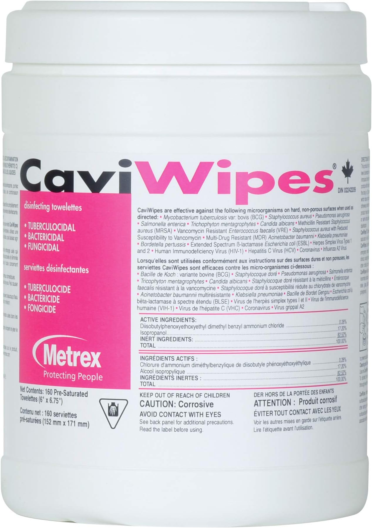 CaviWipes Metrex Disinfecting Towelettes Canister Wipes, 160 Count (Twо Pаck)