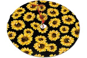 ACOZUHSE 36 Inch Christmas Tree Skirts, Festive Xmas Decorations for Indoor Outdoor Use, Sunflower Christmas Tree Mat for Festival Celebrations