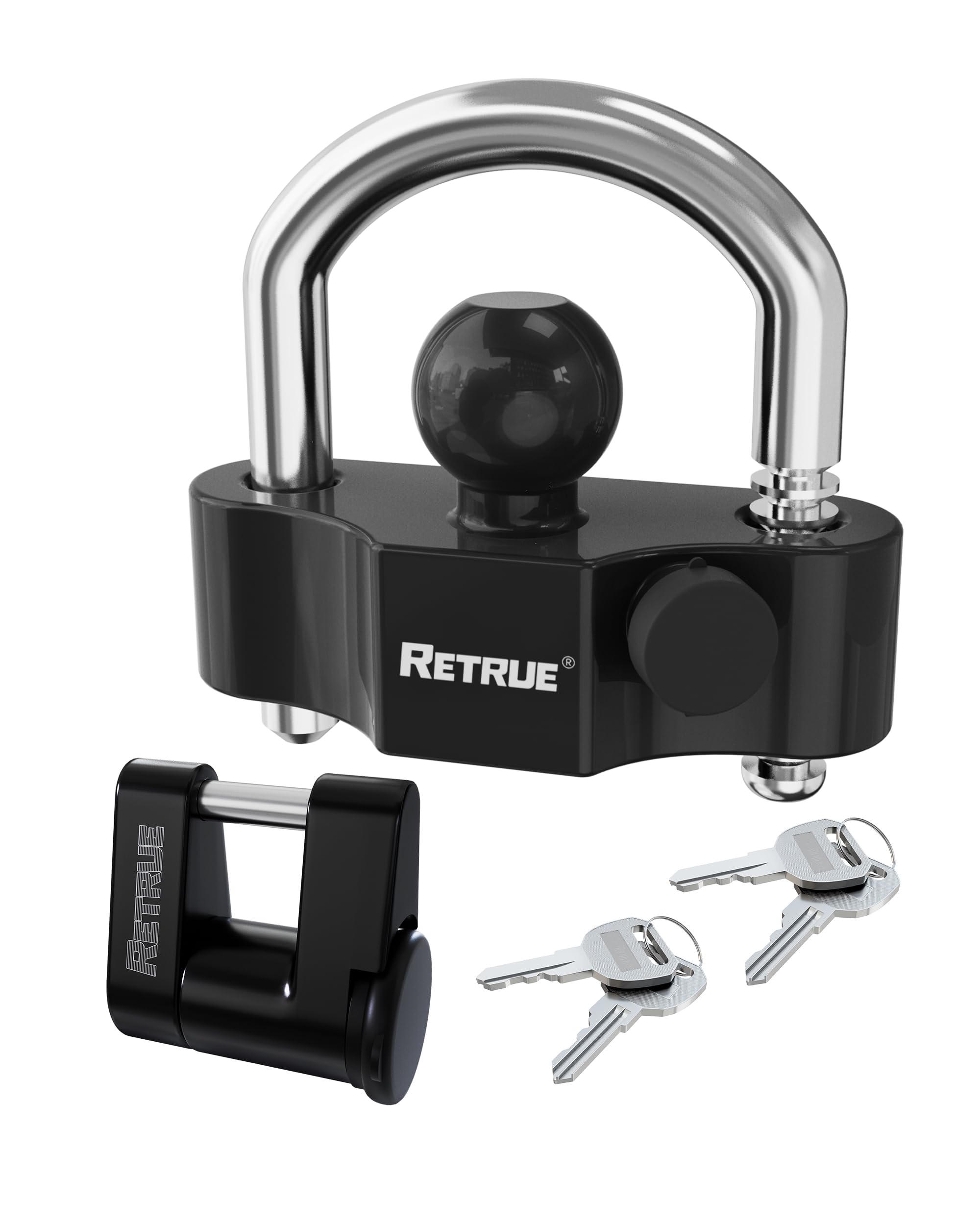 Photo 1 of RETRUE Keyed Alike Heavy Duty Coupler Lock Set Trailer Lock Kit Include Universal Coupler Lock & Trailer Tongue Coupler Lock All Black Set