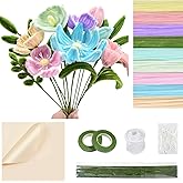 Morcheiong 480 Pcs Pipe Cleaners Set Craft Flowers Making Kit for DIY Arts Supplies- Pink and Purple Series