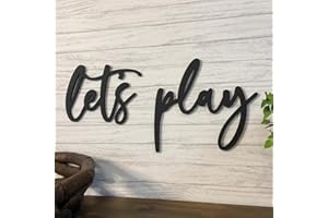 Let's Play Wood Black Sign for Backdrop - Playroom Wall Decor - Kids Room Play Area Ideas for Wedding Bachelorette Party Grad