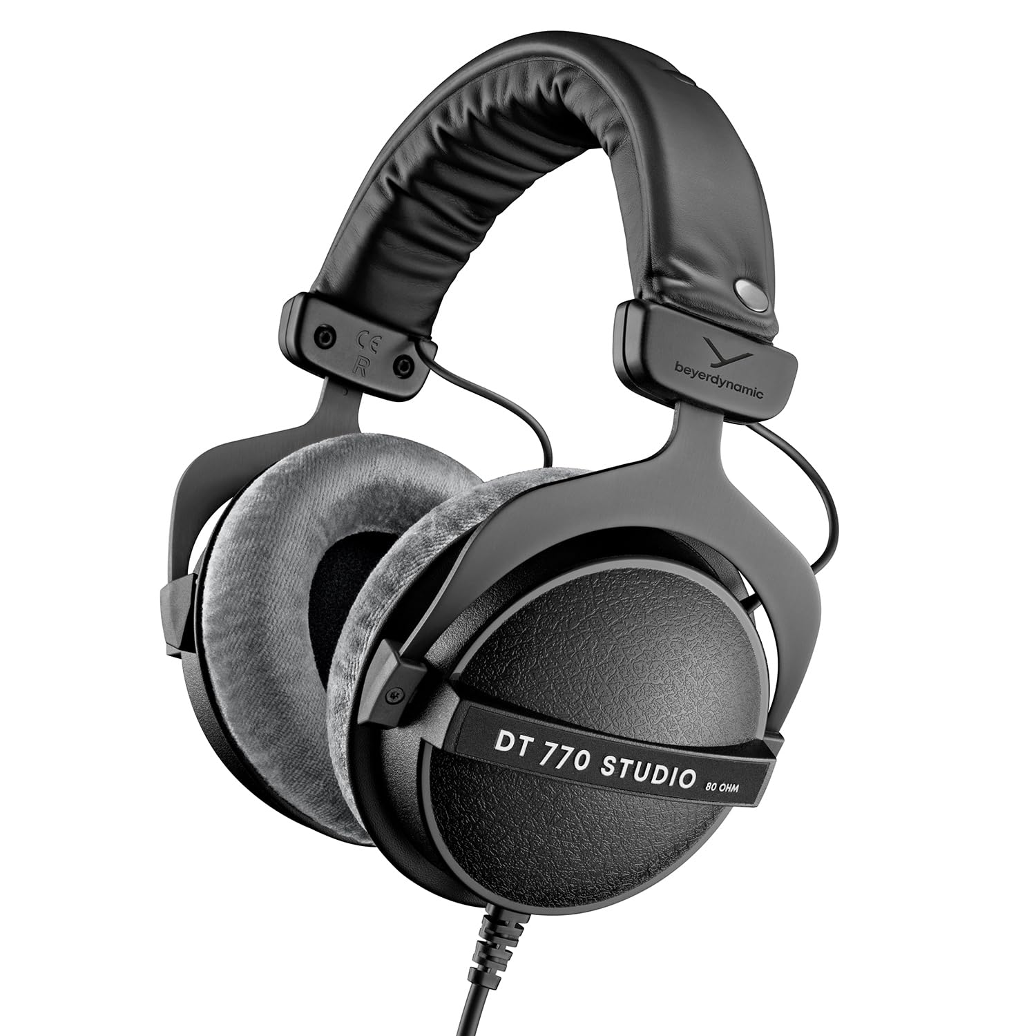 beyerdynamic DT 770 Studio, 80 Ohm, Closed Back, Over Ear, Wired Professional Studio Headphones, Home Recording, Podcast, Monitor, 3m Straight Cable, Black with Gray Velour Ear Pads