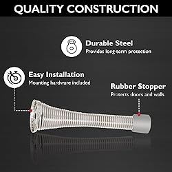 Spring Door Stop Wall Protector with Rubber