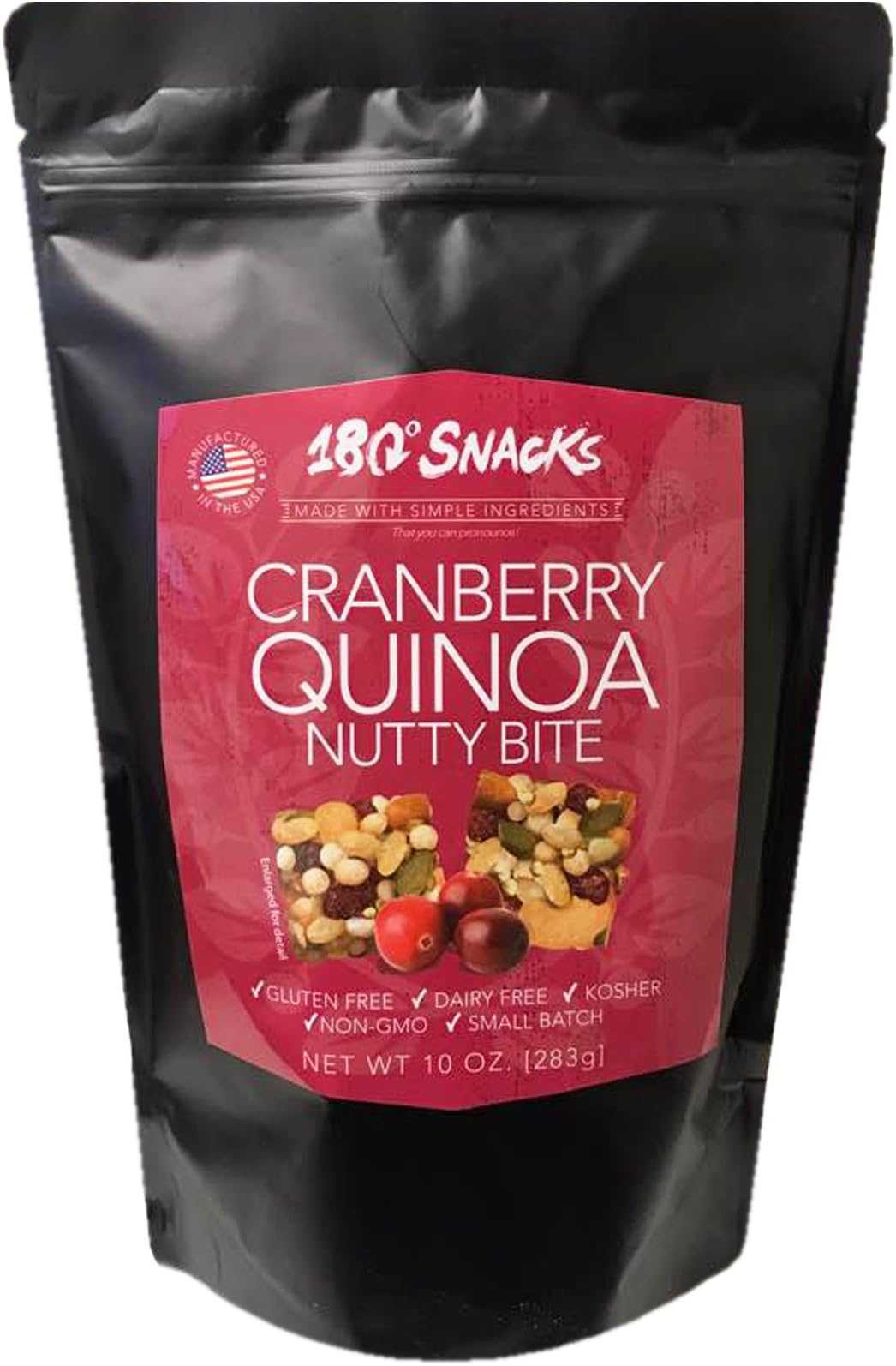 180 Snack Gluten Free Cranberry Quinoa Nutty Bites 10oz