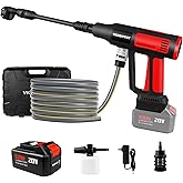 Cordless Pressure Washer, 2000PSI MAX Portable Pressure Washer with Brushless Motor, 5.0Ah Battery, 4 Speed Adjustment LCD Touch Screen, 6-in-1 Nozzle, No Faucet & Garden Hose Connectors