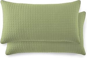 Southshore Fine Linens - VILANO Springs - Pair of Quilted Pillow Sham Covers (No Inserts), 20" x 36", Sage Green