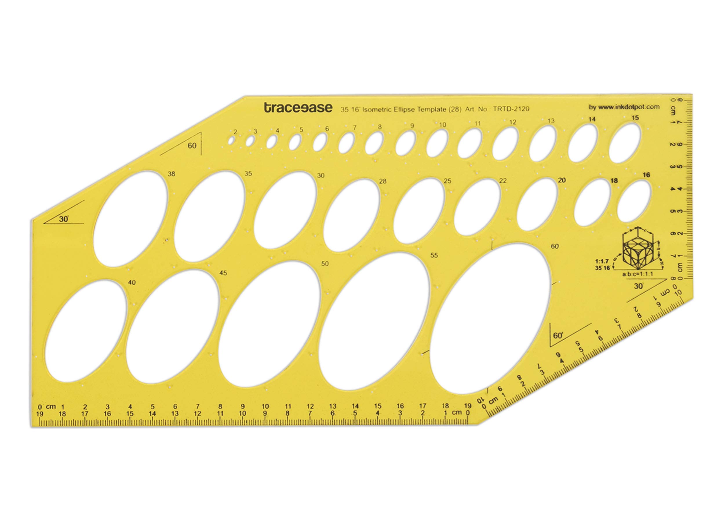 Traceease Geometric Drafting Isometric Ellipse Template Drawing Stencil, Designing Template Measuring Ruler