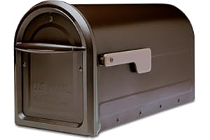 Architectural Mailboxes Mapleton™ Heavy Duty Steel Metal Post Mounted Mail Box for Outside, Rubbed Bronze, Large Curbside Mailbox with Magnetic Latch