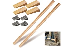 Bucherry 2 Sets 36" Replacement Hammer Handle Kit Includes 2 Sledge Hammer Handle Replacement, 4 Wood Wedges and 4 Steel Wedges for Decking Framing Carpentry Construction DIY Sledge Axe Tool