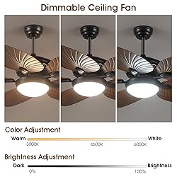 Wiviniya Tropical Ceiling Fans with Lights, 52 Inch
